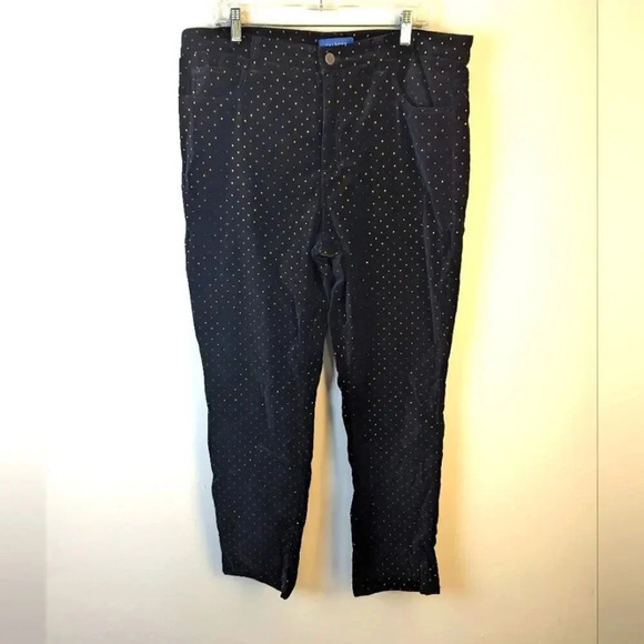 Talbots High Rise Straight Leg Velvet Polka Dot Pants - 16 - Picture 2 of 5
